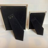 Pair of silver metal photo frames