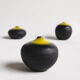 Trio of black and yellow miniature ceramics Antonio Lampecco