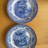 Creil Montereau - duo of blue plates