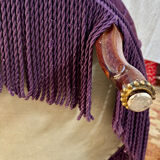 Large armchair, pouffe, purple in velvet.