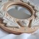 Miroir en grès roux et blanc, feuilles de chêne