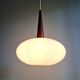 Scandinavian suspension in teak and white opaline, Louis Kalff, Philips, 1960.