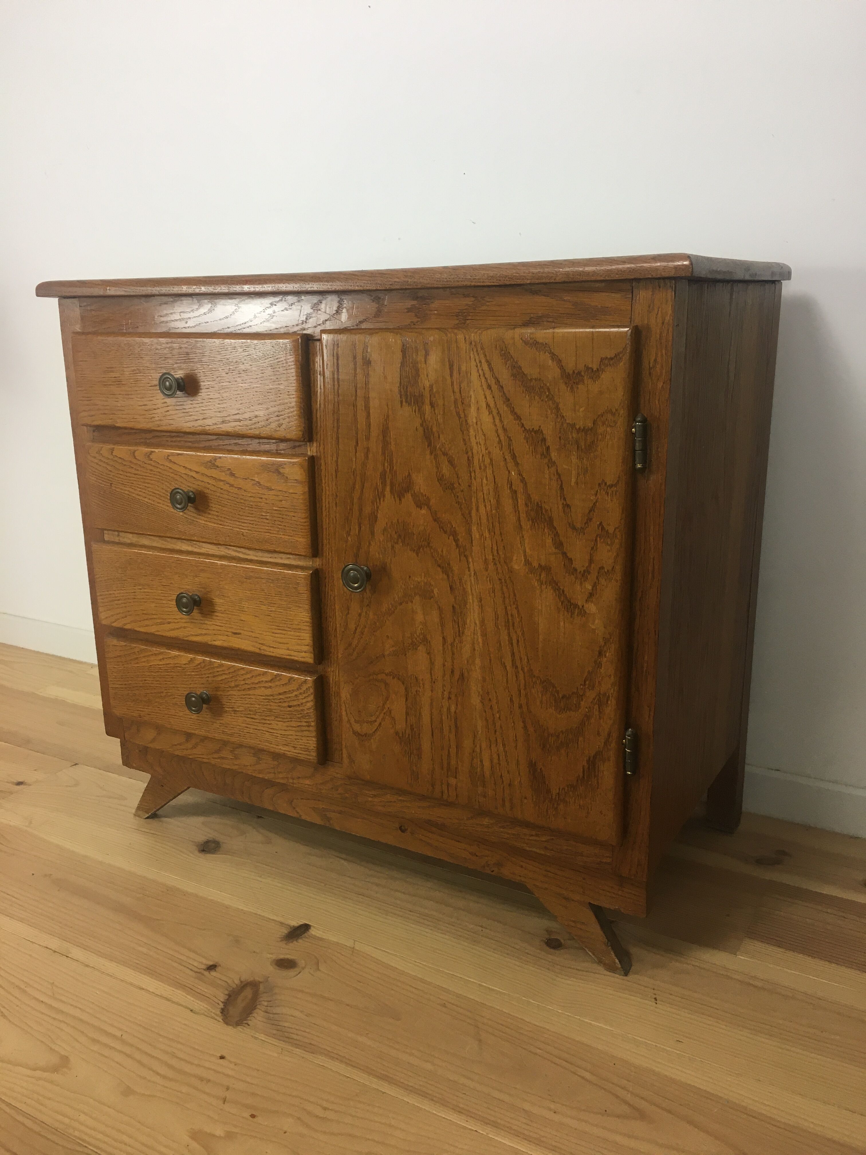Dresser solid oak compass feet, 50s