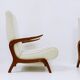 Paire de fauteuils des années 1960 en bouclette blanche