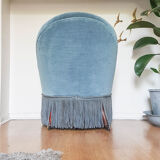 Velvet Ottoman Chair vintage toad velvet blue 70s