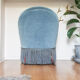 Fauteuil crapaud vintage velours bleu années 70