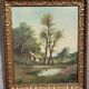 Henri catrou 19th century: oil on canvas lake landscape, napoleon iii period (b)