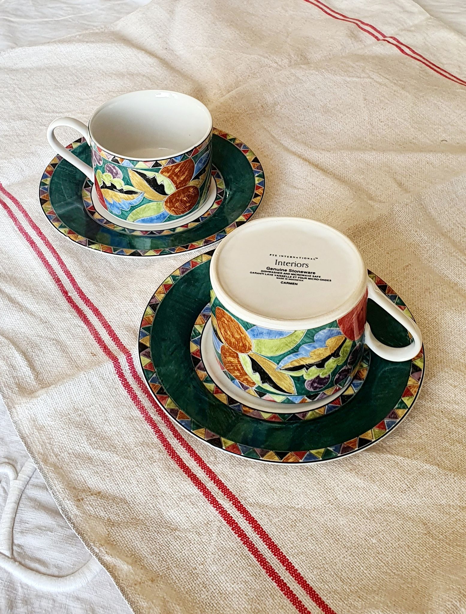 Duo of PTS interior tea cups and sub-cups