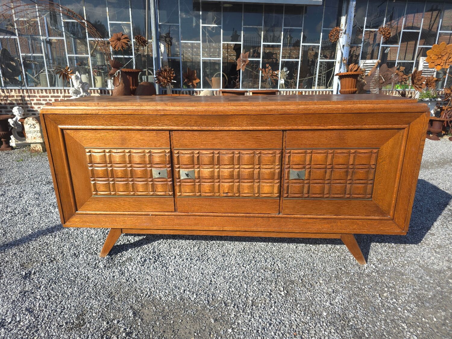 Enfilade with 3 Art Deco doors from the 1950s in oak.