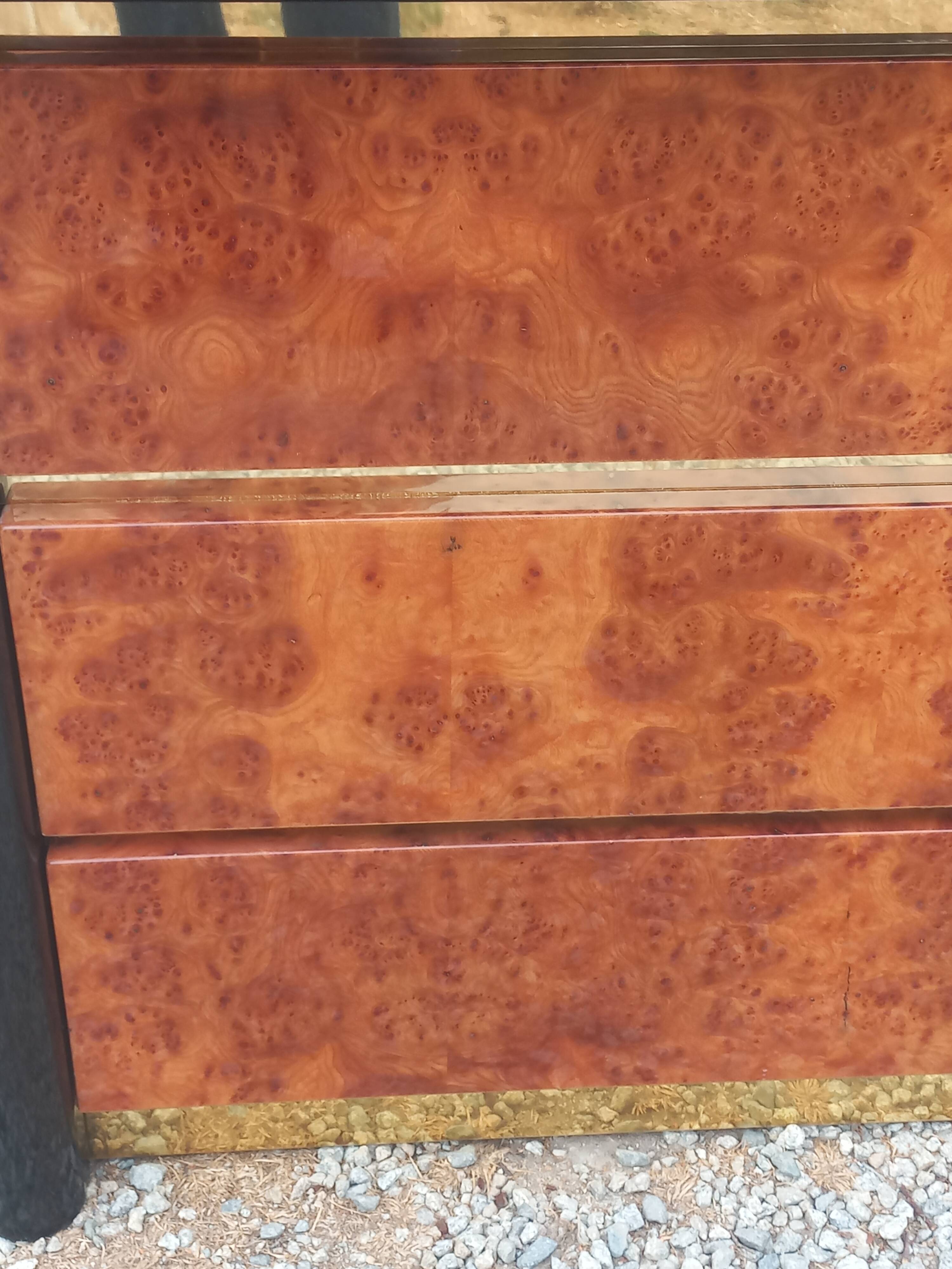Roche Bobois Mahey black lacquer and burl commode with 3 drawers.
