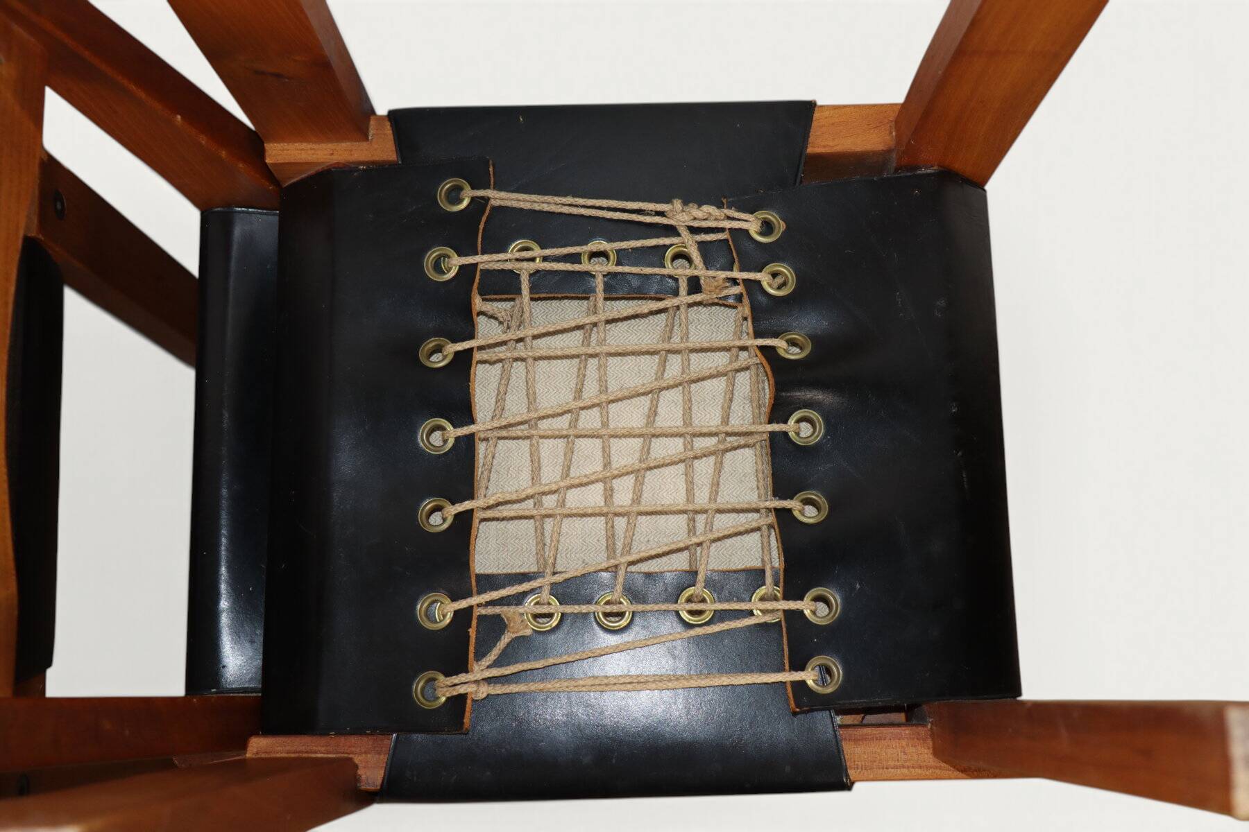 Set of 4 S24 chairs by Pierre Chapo – Solid elm and black leather – 1970