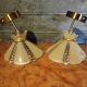 Pair of vintage wall lights in pale yellow granite glass