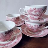 Set of 5 tea cups in English earthenware