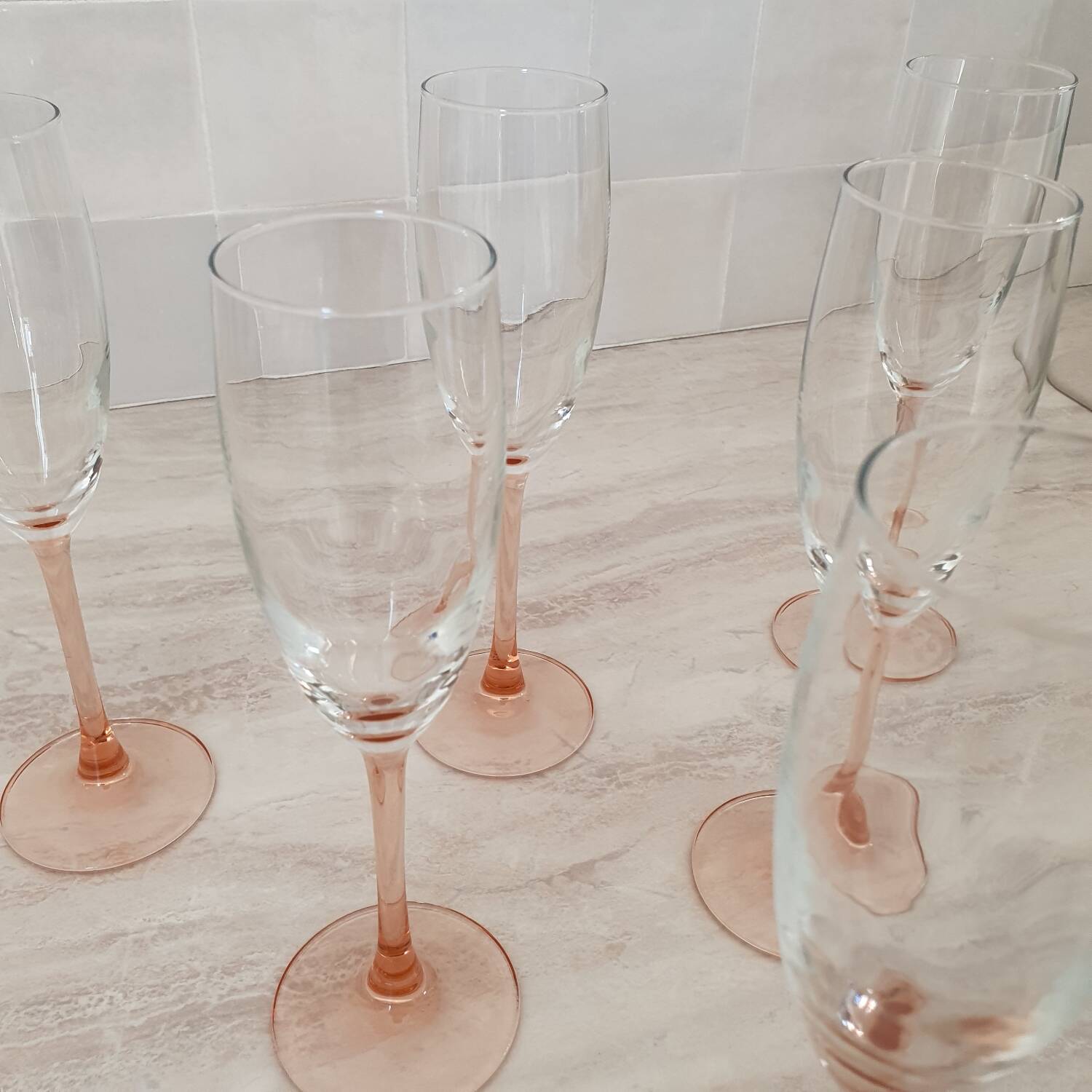 Pink stem champagne flutes