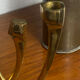 Chandelier, brutalist menorah, Wainberg, in brass.
