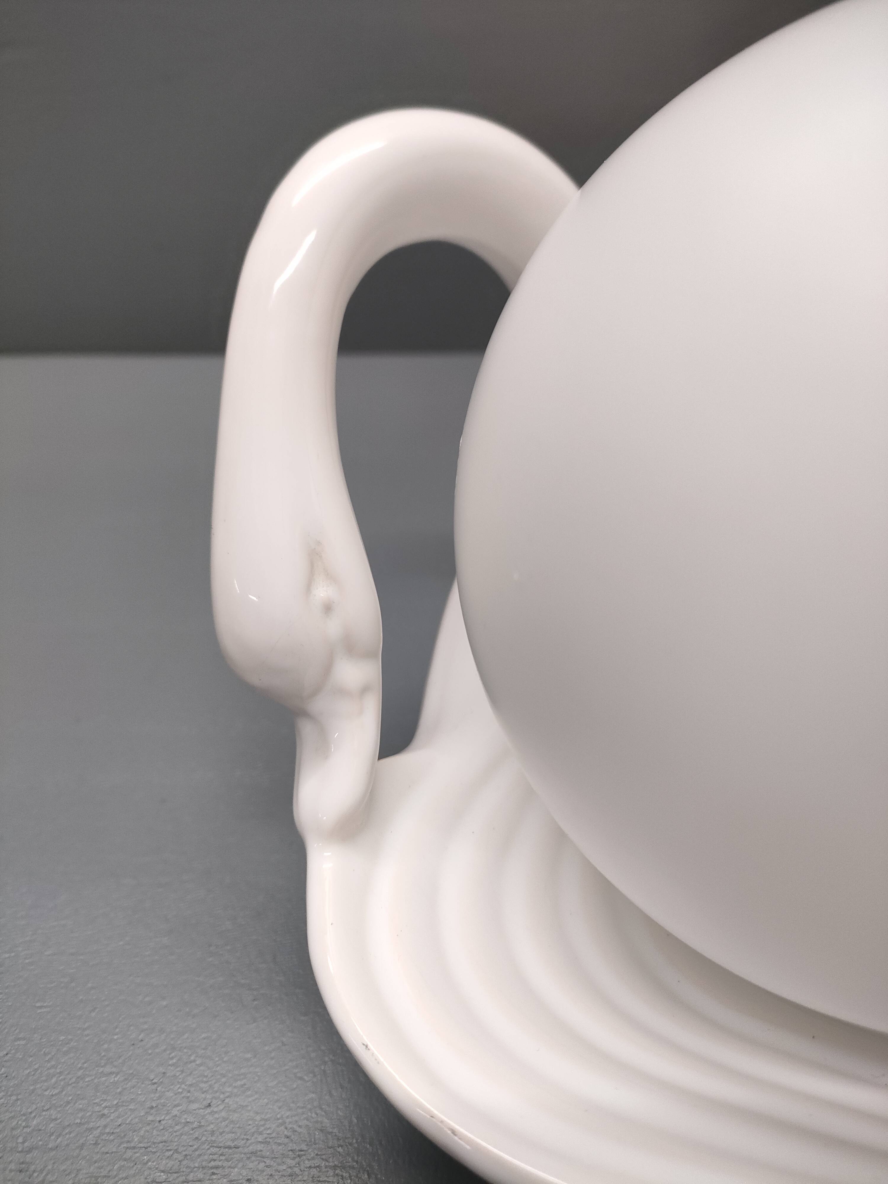 Ceramic swan lamp - Delfts Wit - 70s/80s - Netherlands