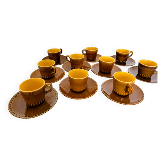 8 vintage Sarreguemines coffee cups