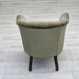 1960s, Danish armchair, green furniture velour, beech wood legs.
