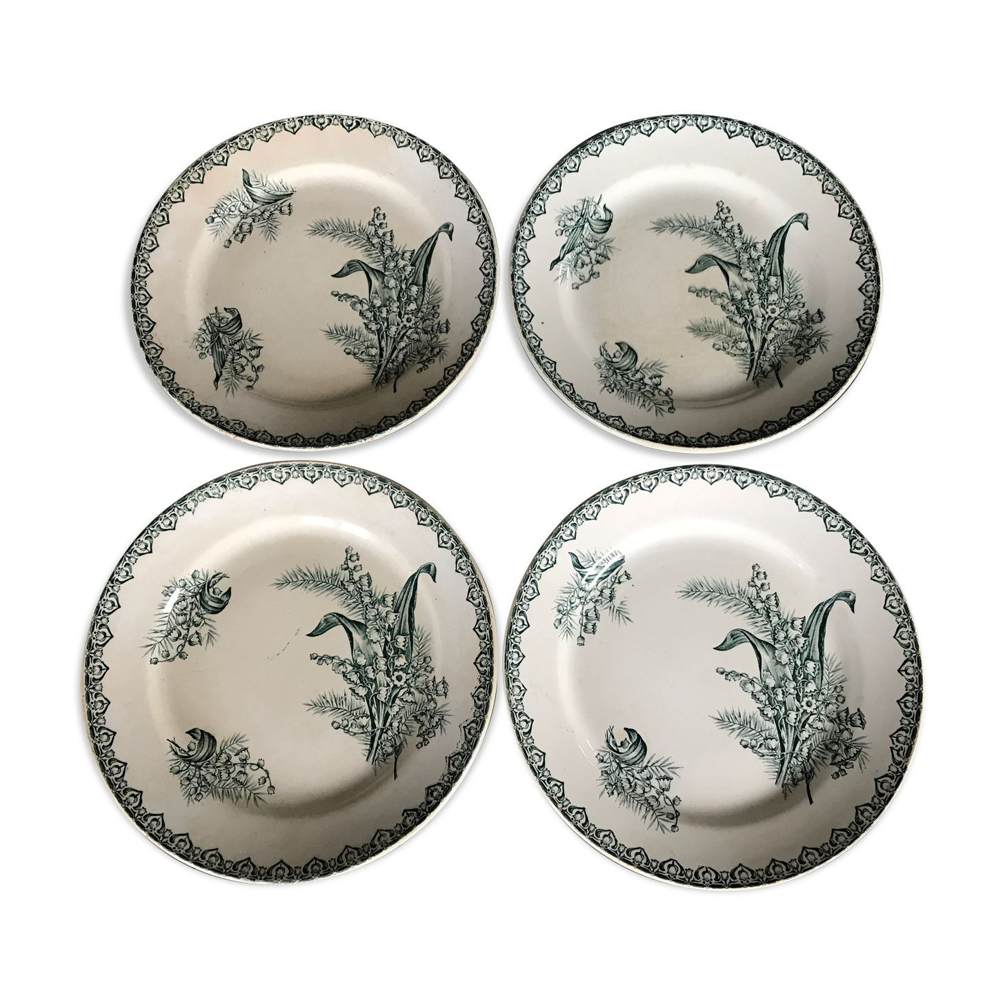 Set of 4 old plates st amandinoise st amand décor muguet
