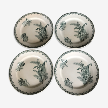 Lot de 4 assiettes anciennes st amandinoise st amand décor muguet