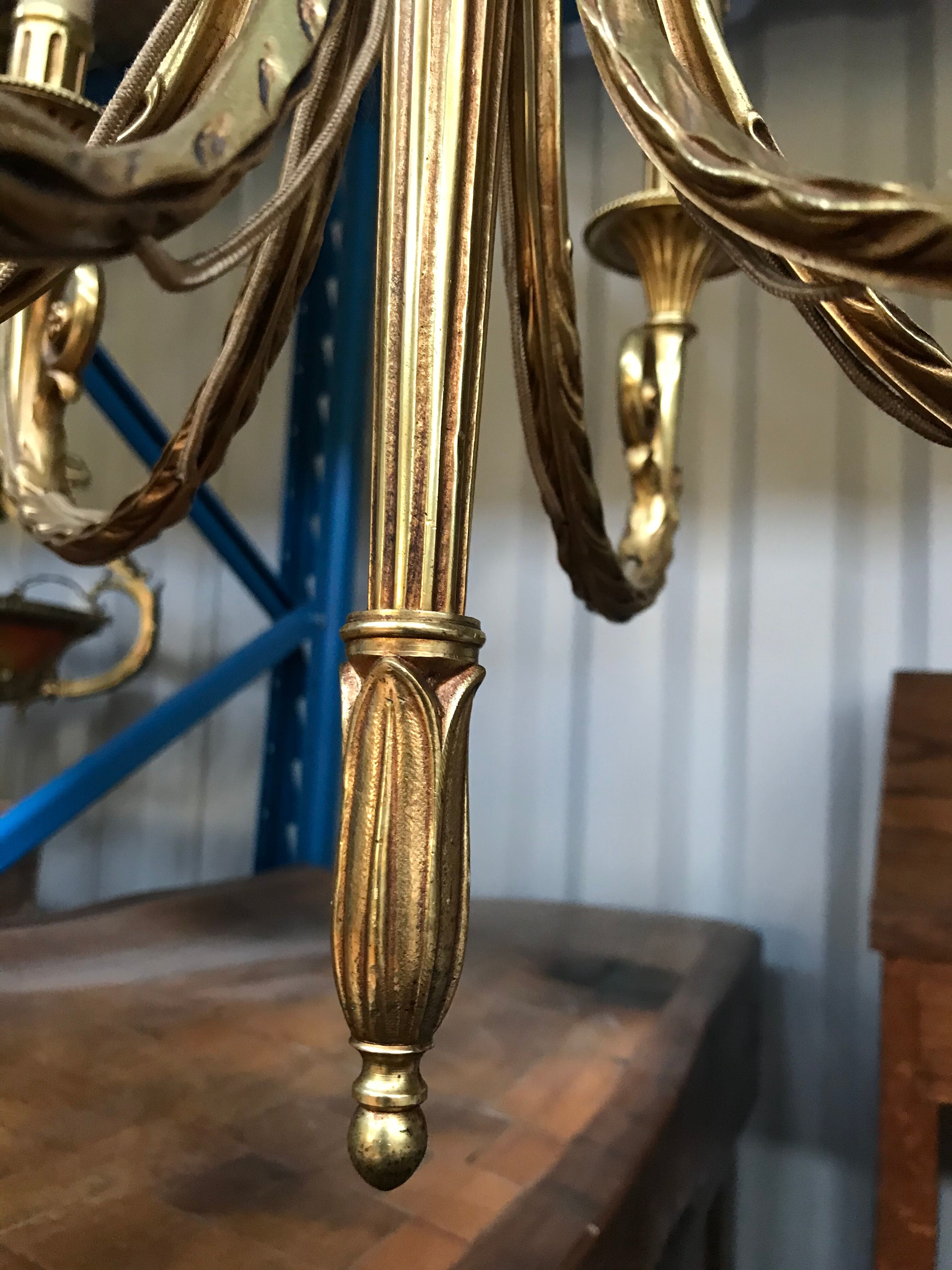 6-light bronze chandelier Louis XVI