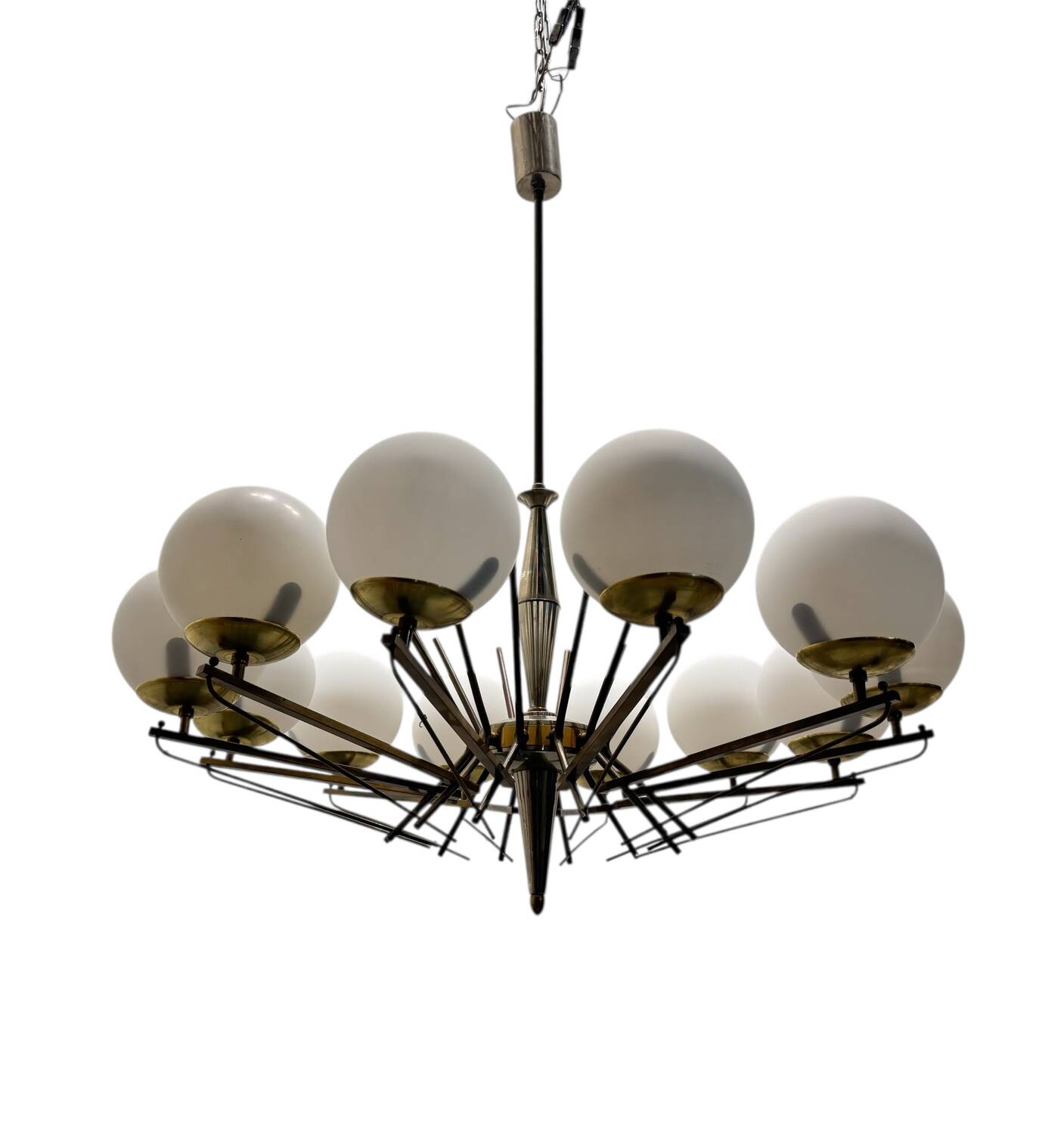 Large Sputnik Bronze & Glass Chandelier, 1960s
