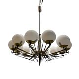 Large Sputnik Bronze & Glass Chandelier, 1960s