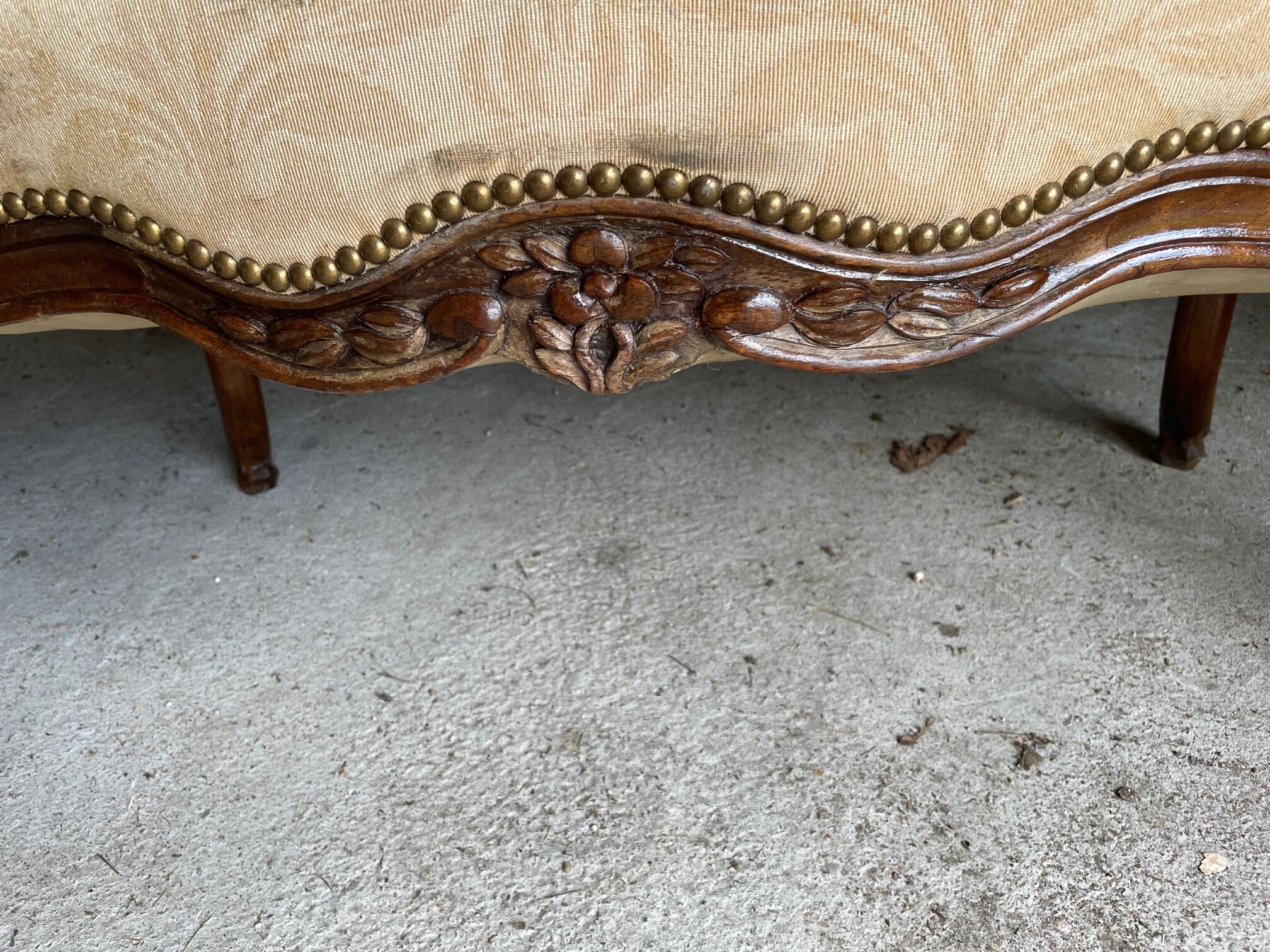 Two-seater bench Louis XV dressing in tapestry