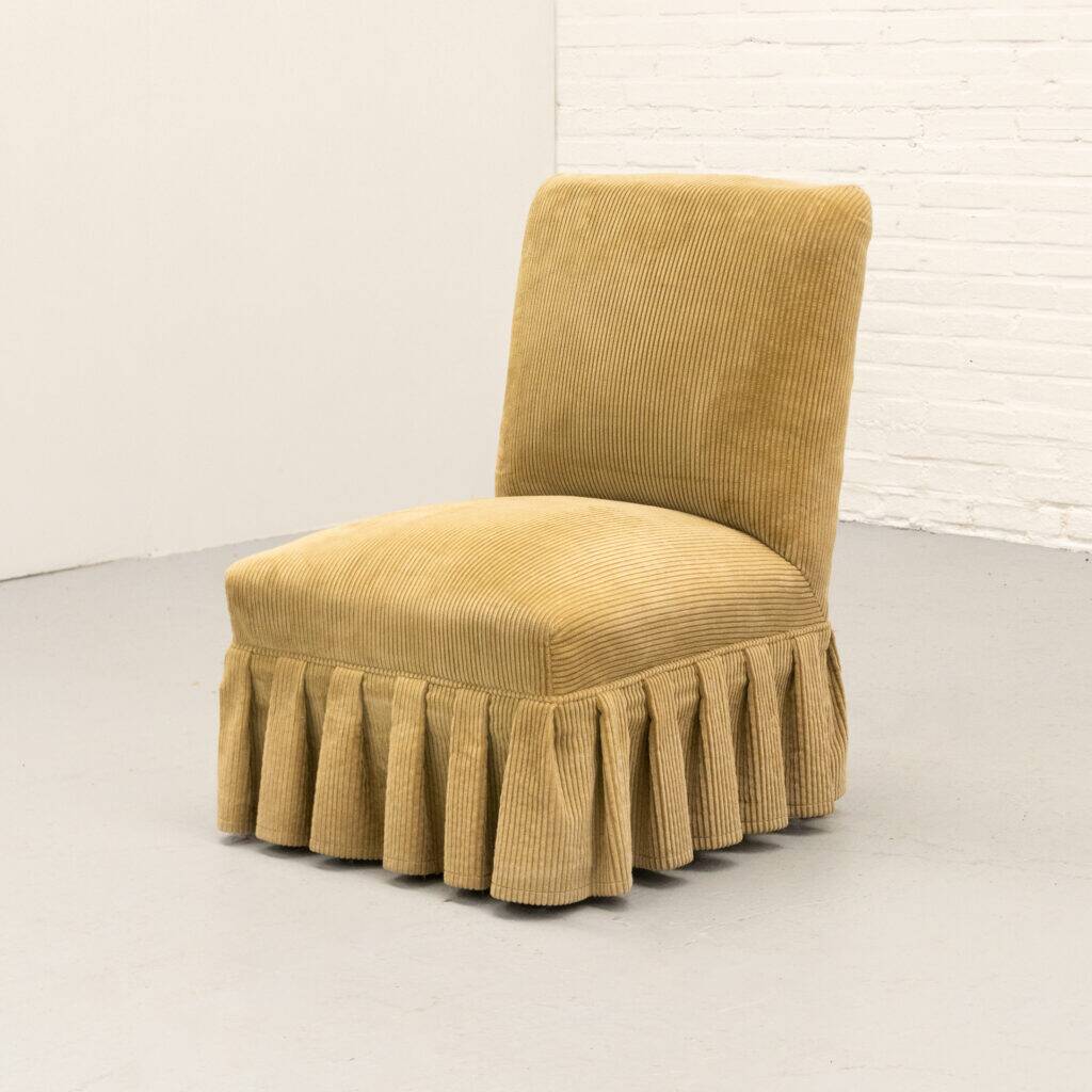 Beige corduroy crapaud lounge chair 1960s
