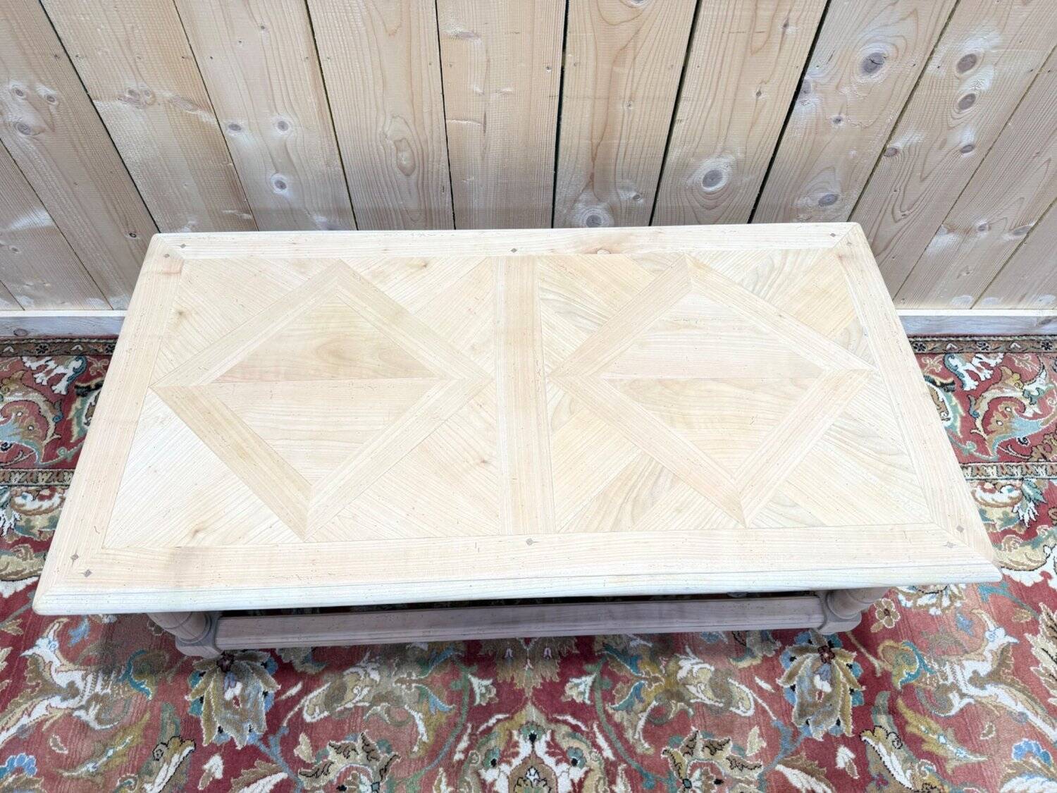 Coffee table – Louis XIII style – Solid cherry wood – Parquet top
