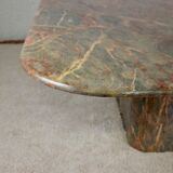 Coffee table in green marble and coral