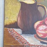 Still life with fruit, oil on hardboard
