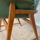 Vintage tulip armchair oak and green skai