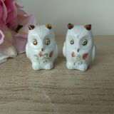 Old vintage hand painted ceramic owl salt and pepper shakers