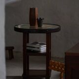 Art Nouveau, round side table with floral glass top, Danish cabinetmaker, 1920s