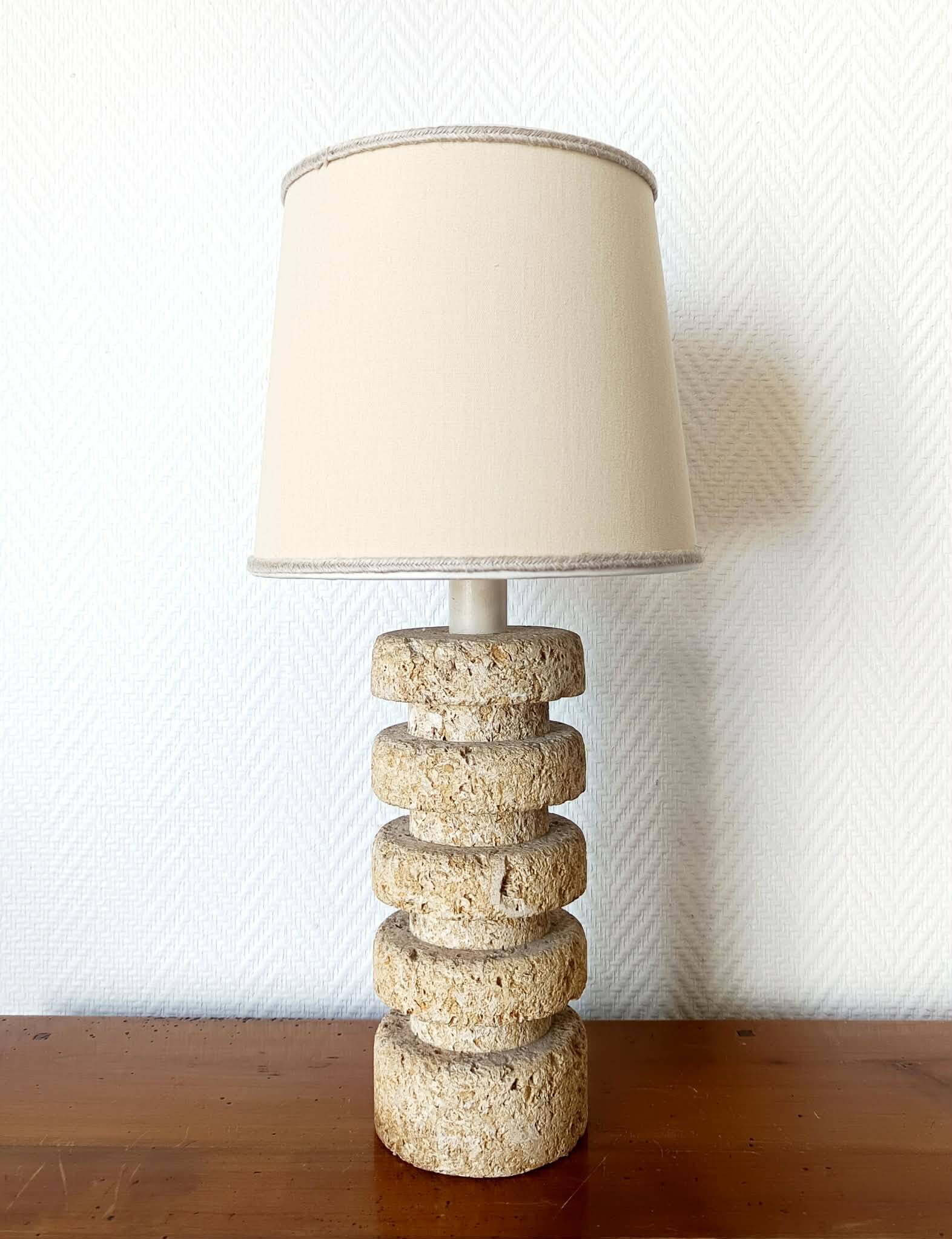 Brutalist stone lamp in Tormos style, circa 1970.