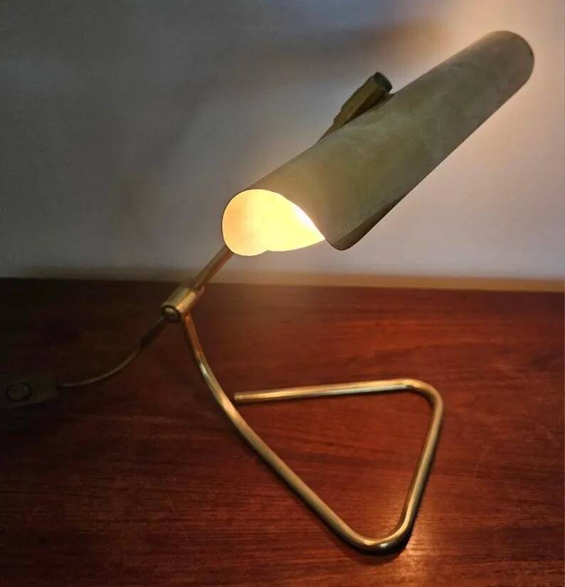 Rare Midcentury Brass Table or Desk Lamp OMI, Office or Bank, Germany, 1970s