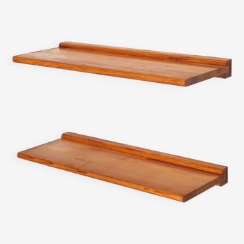 Two wall shelves in pine wood, 70s