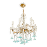 Marie-Thérèse chandelier in crystal and blue Murano glass