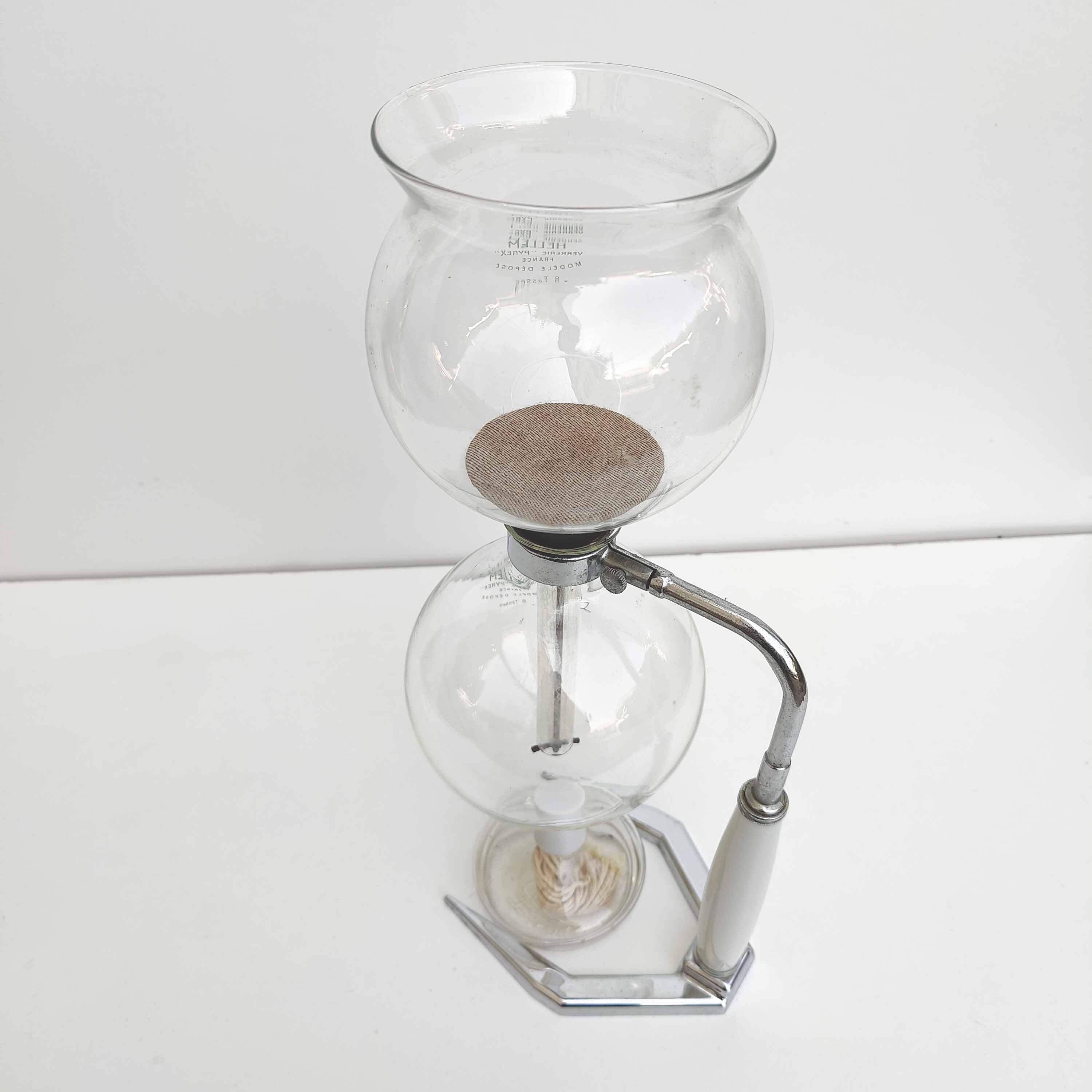 Hellem coffee maker 8 cups, pyrex glass, 50s