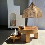 Quadripod coffee table in solid wood monoxyl natural color (dark)