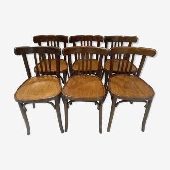 Suite de 6 chaises de bistrot vintage 1960