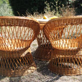 Vintage wicker chairs and table