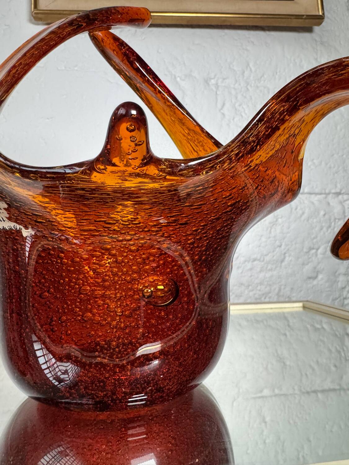 Amber blown glass empty pocket from the 60s