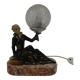 Art deco desk lamp sitting woman with globe