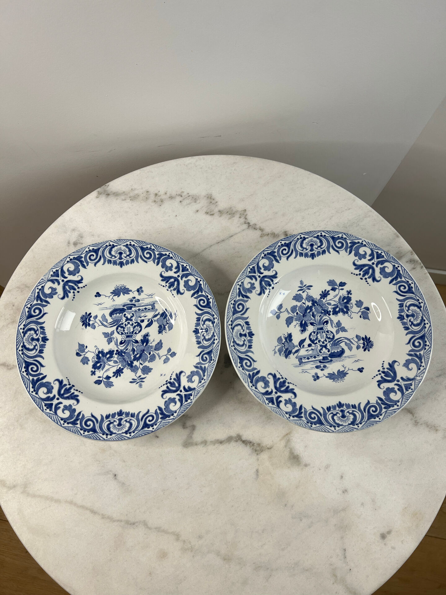 Assiette creuse ancienne Sarreguemines — Collection Shanghai lot de 2
