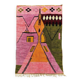 Modern Moroccan Boujad multicoloured Berber rug