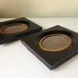 Paire cadres bakélite vintage noir 14,5 cm x 12,5 cm verre 8,5 cm x 6 cm