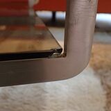 Brushed steel coffee table frame without glass - 1970s
