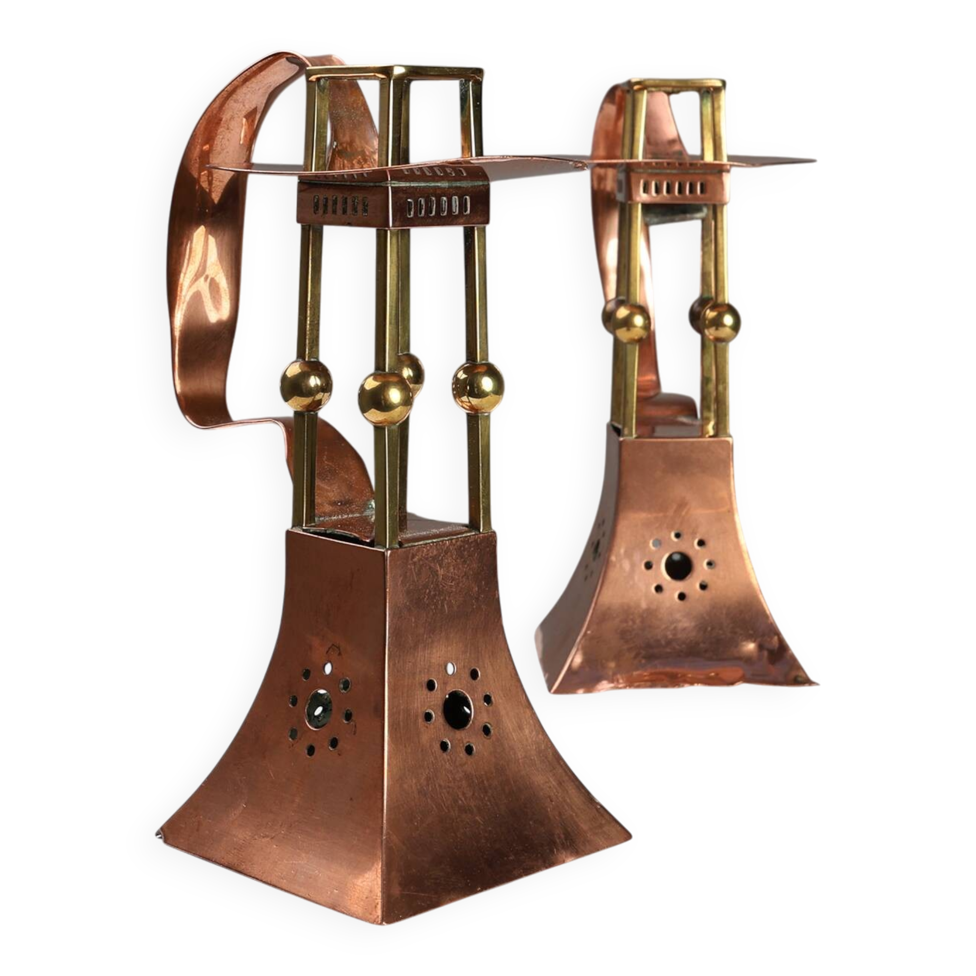 Pair of copper Table Candlesticks by Carl Deffner, Germany ca 1910